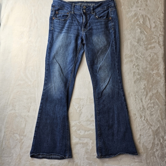 American Eagle Artist Jeans 8 Short Petite Flare Wide Leg - Picture 1 of 12